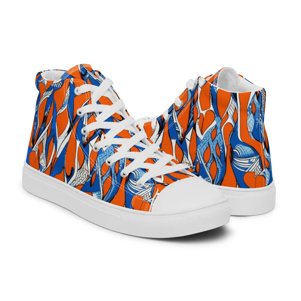 Flamingo Circuit on Women's High Top Canvas Shoes — Right