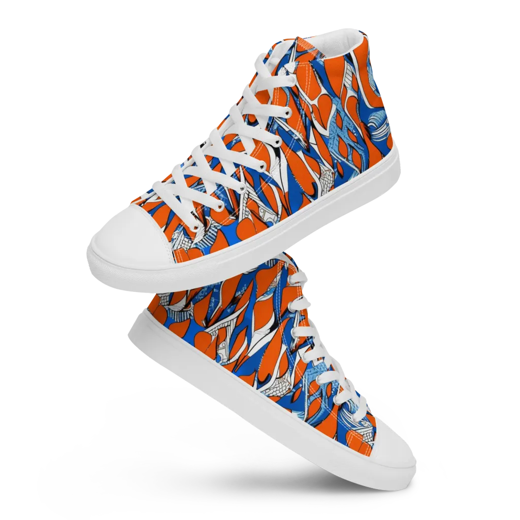 Flamingo Circuit on Women's High Top Canvas Shoes — Front
