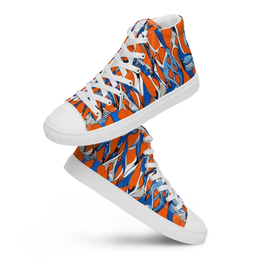 Flamingo Circuit on a Women's High Top Canvas Shoes