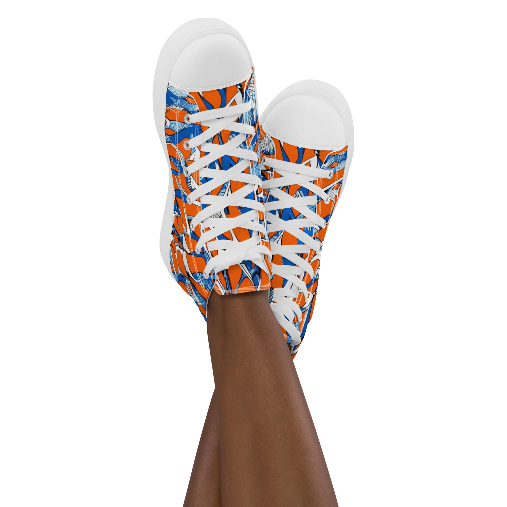 Flamingo Circuit on Women's High Top Canvas Shoes — Front