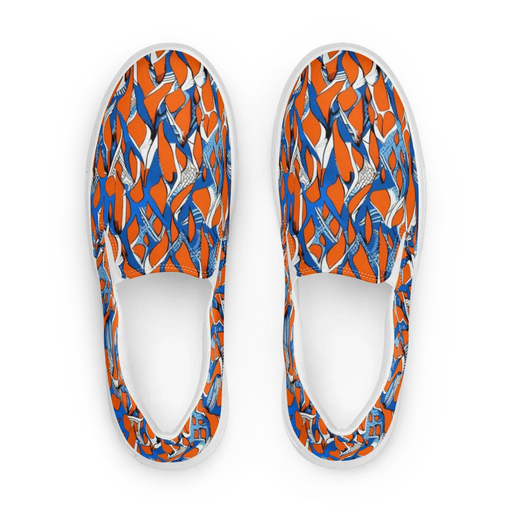 Flamingo Circuit on Men's Slip-On Canvas Shoes — Front