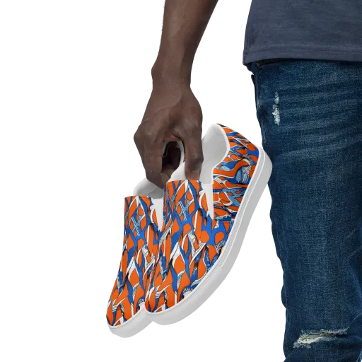 Flamingo Circuit on a Men's Slip-On Canvas Shoes