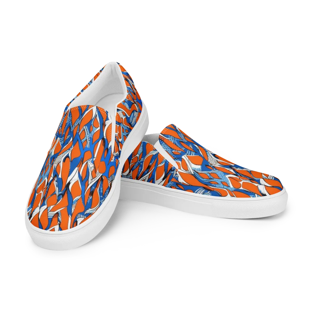 Flamingo Circuit on Women's Slip-On Canvas Shoes — Left Front