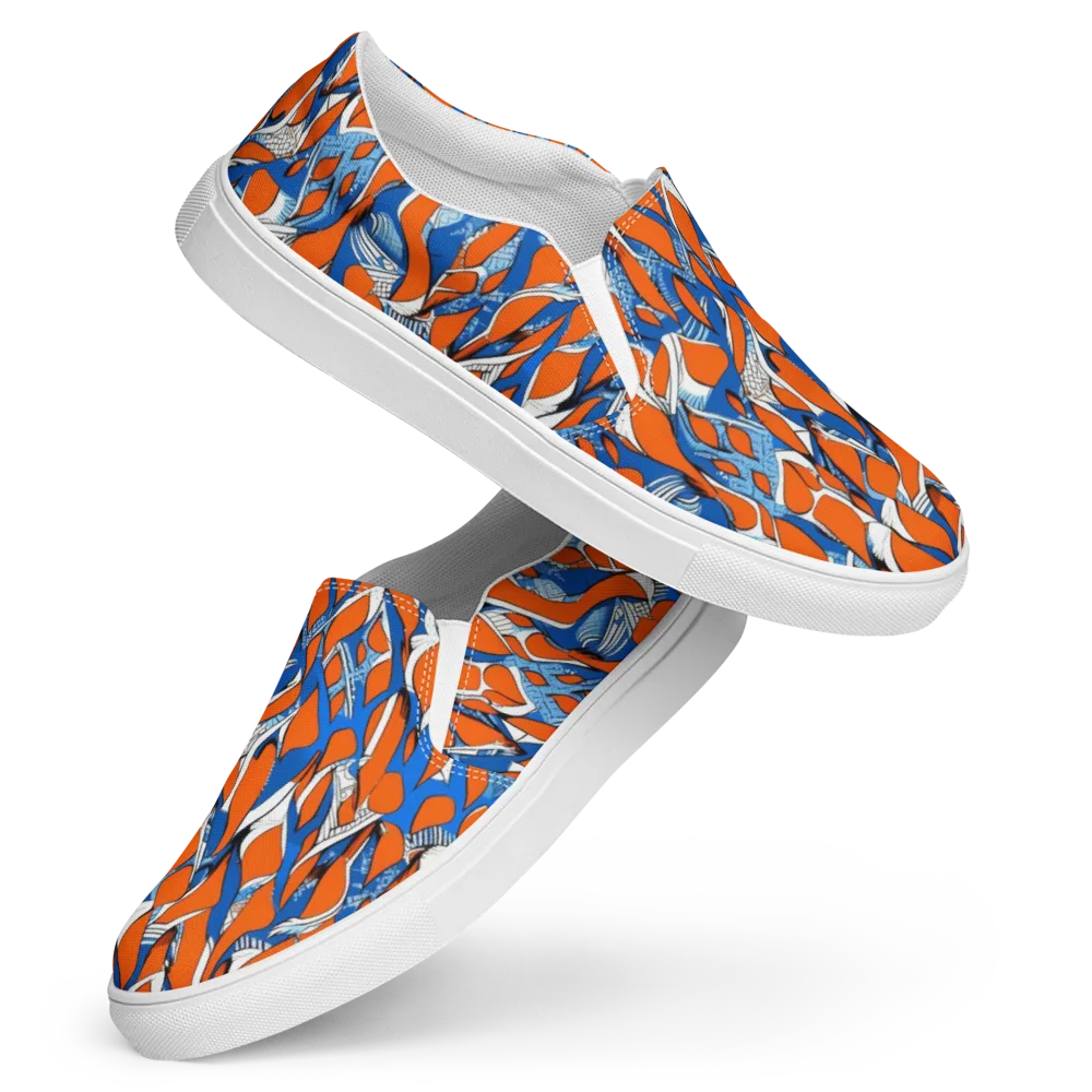 Flamingo Circuit on Women's Slip-On Canvas Shoes — Front