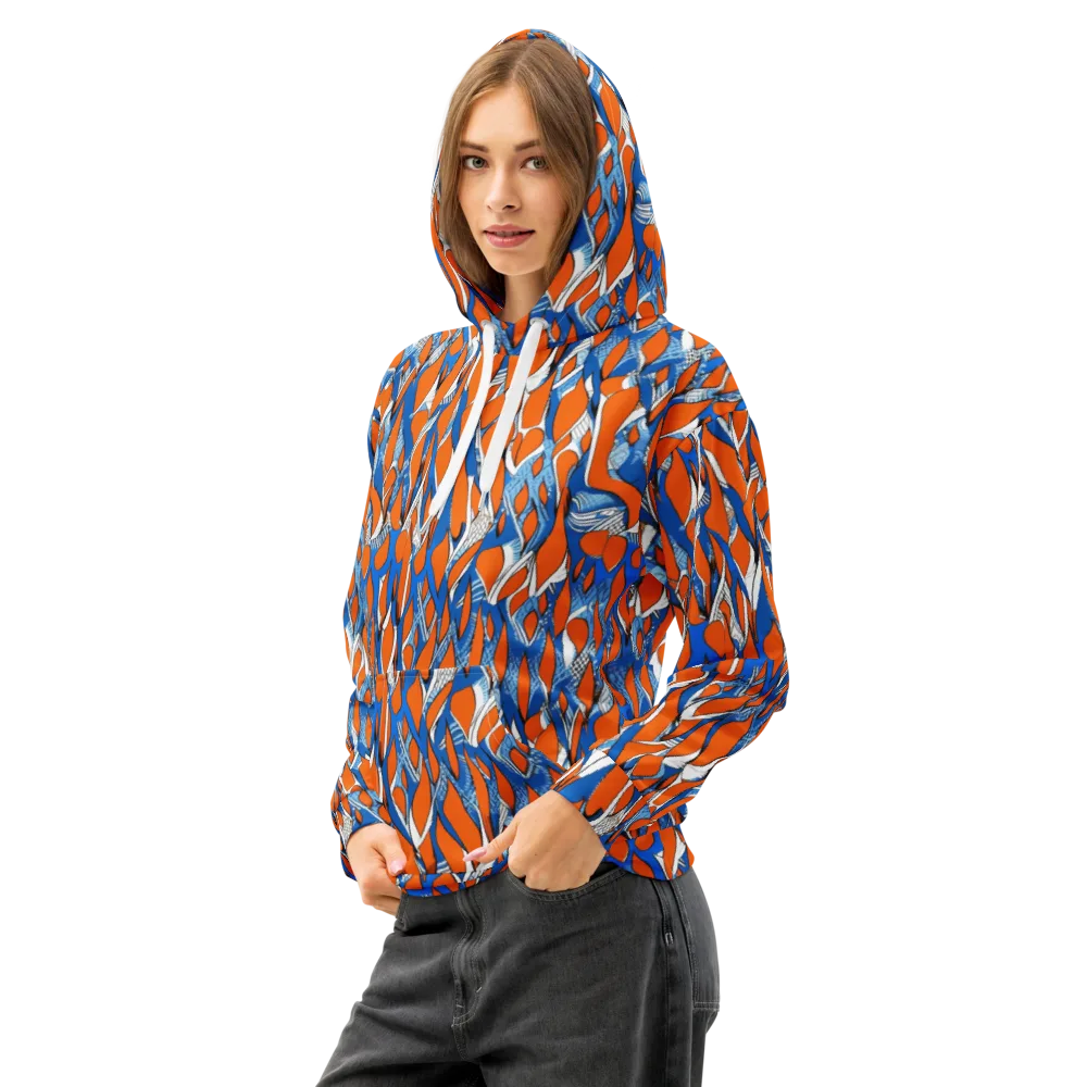 Flamingo Circuit on Cotton Hoodie — Left Front