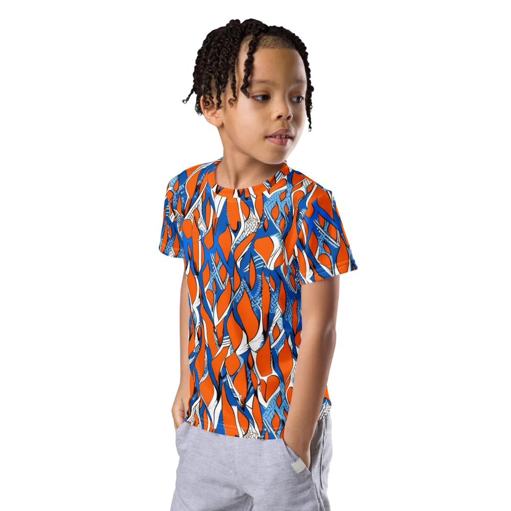 Flamingo Circuit on Kids Crew Neck T-Shirt — Left Front