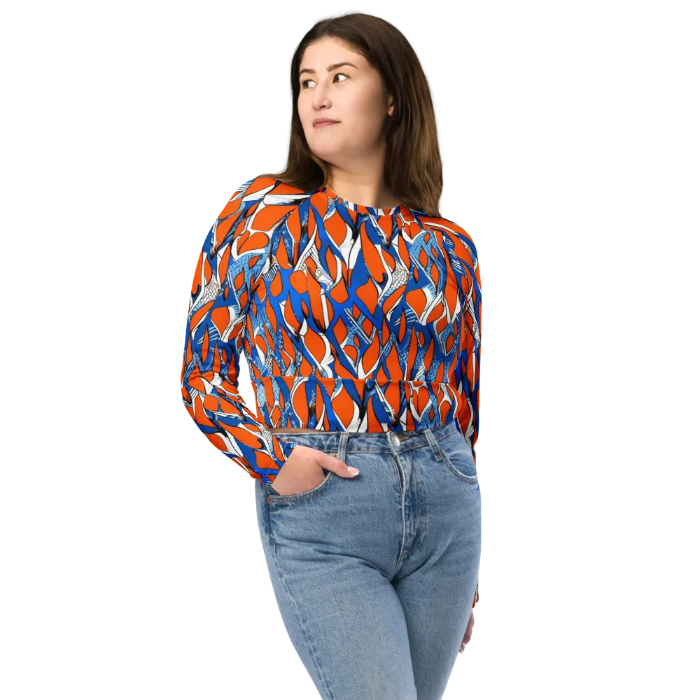 Flamingo Circuit on Long Sleeve Crop Top — Front