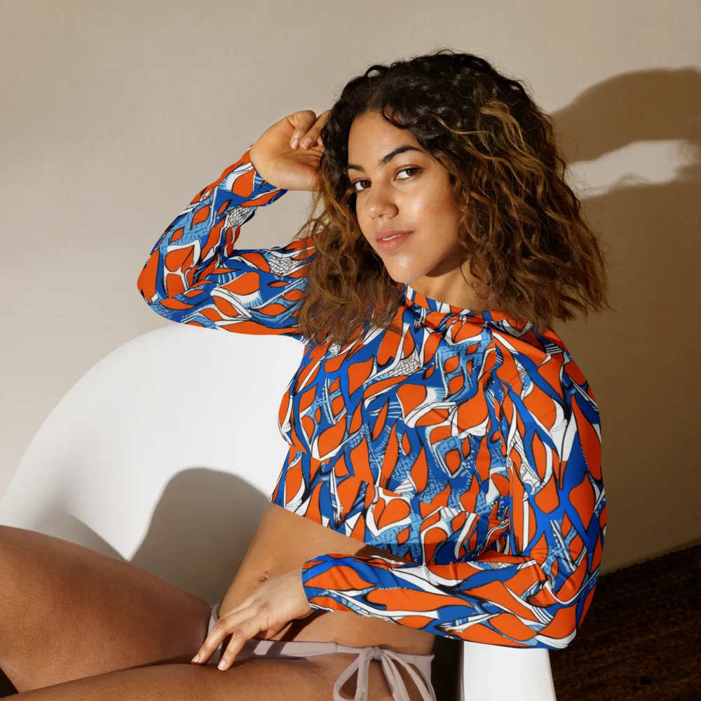 Flamingo Circuit on Long Sleeve Crop Top — Left Front