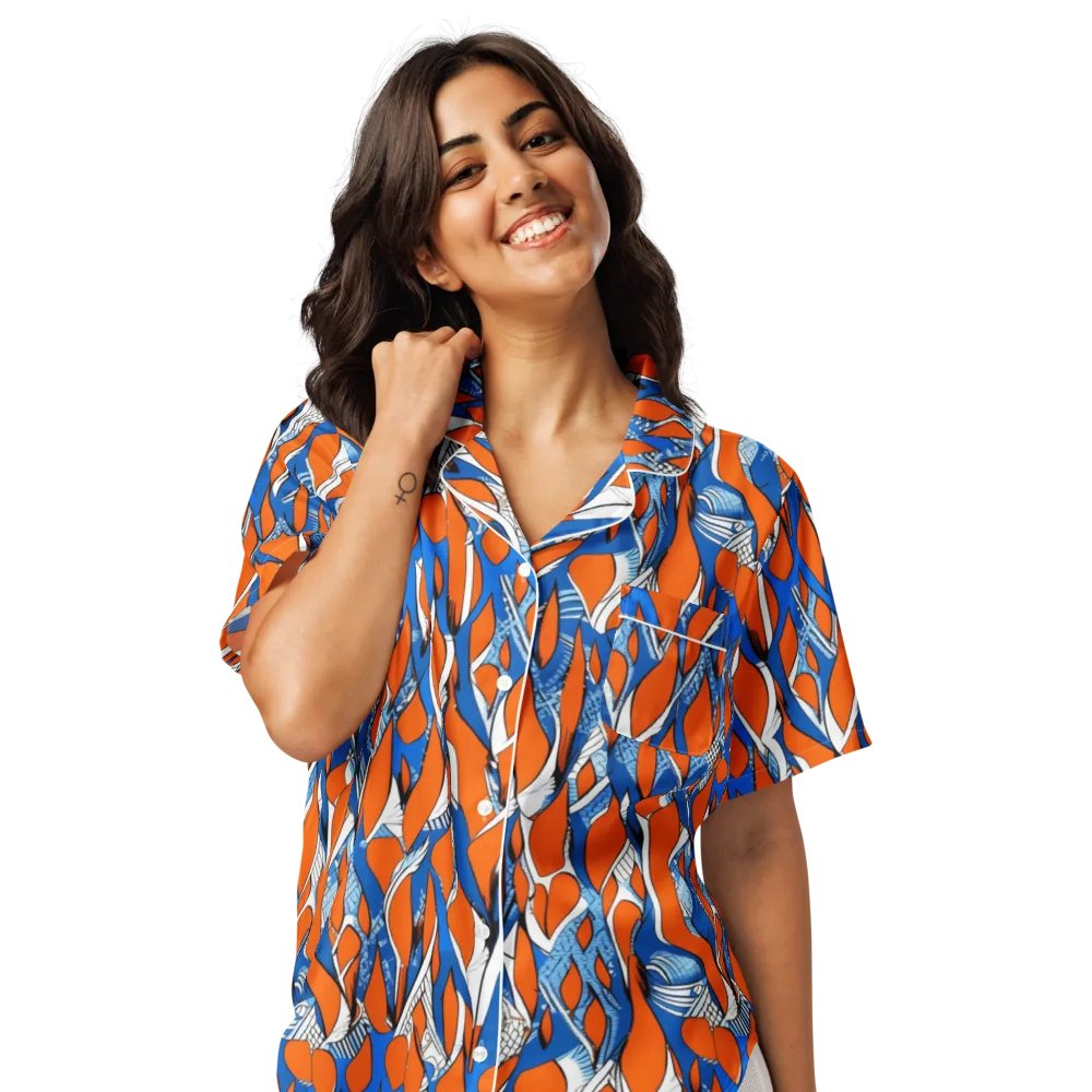 Flamingo Circuit on Women's Short Sleeve Pajama Top — Front