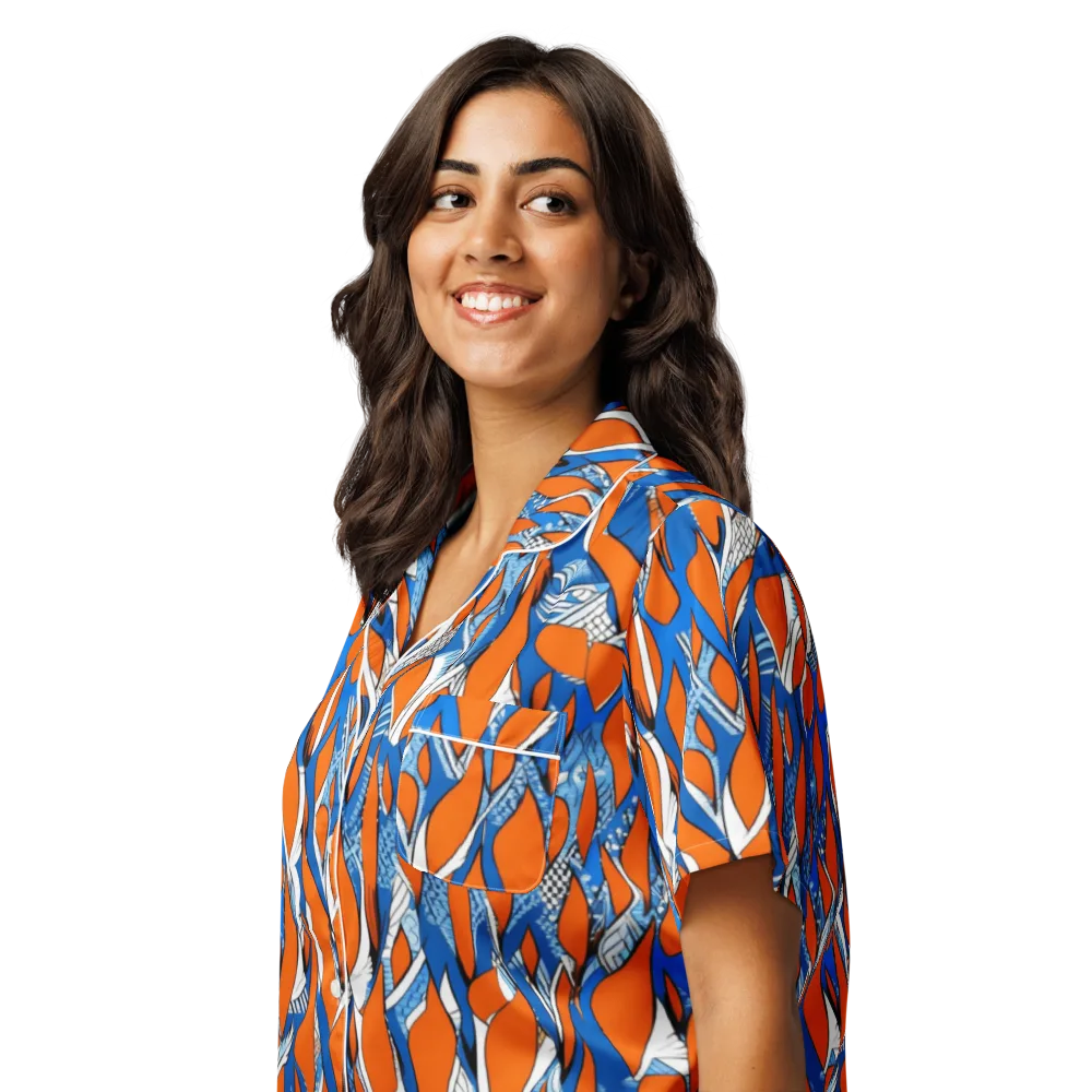Flamingo Circuit on Women's Short Sleeve Pajama Top — Left Front