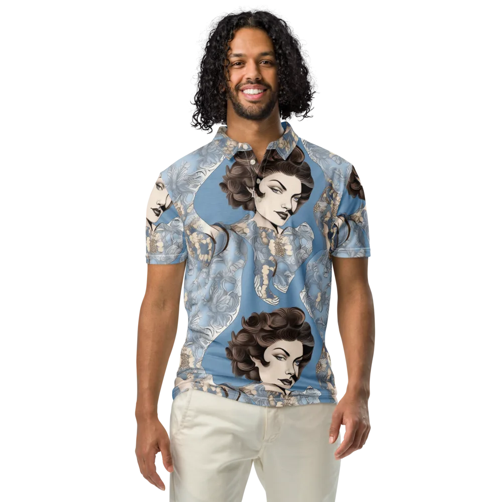 Blue Belle Botanica on Men's Slim Fit Polo Shirt — Front