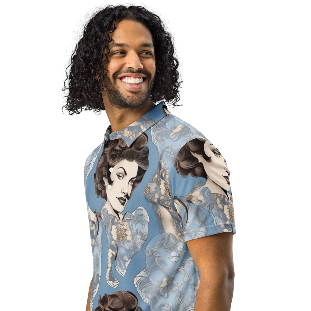 Blue Belle Botanica on Men's Slim Fit Polo Shirt — Left Front