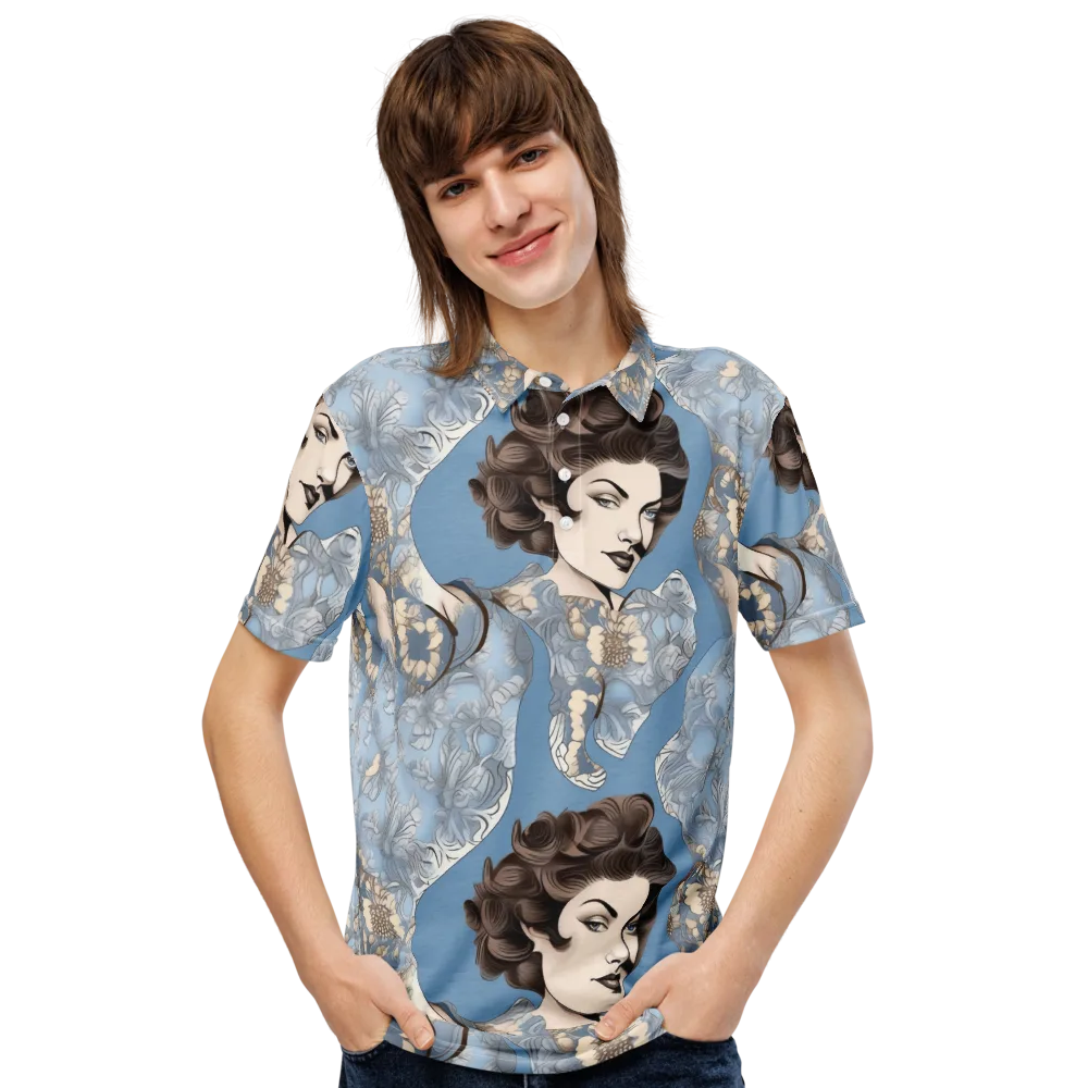 Blue Belle Botanica on Men's Slim Fit Polo Shirt — Front