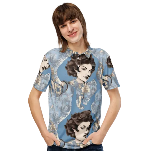 Blue Belle Botanica on a Men's Slim Fit Polo Shirt