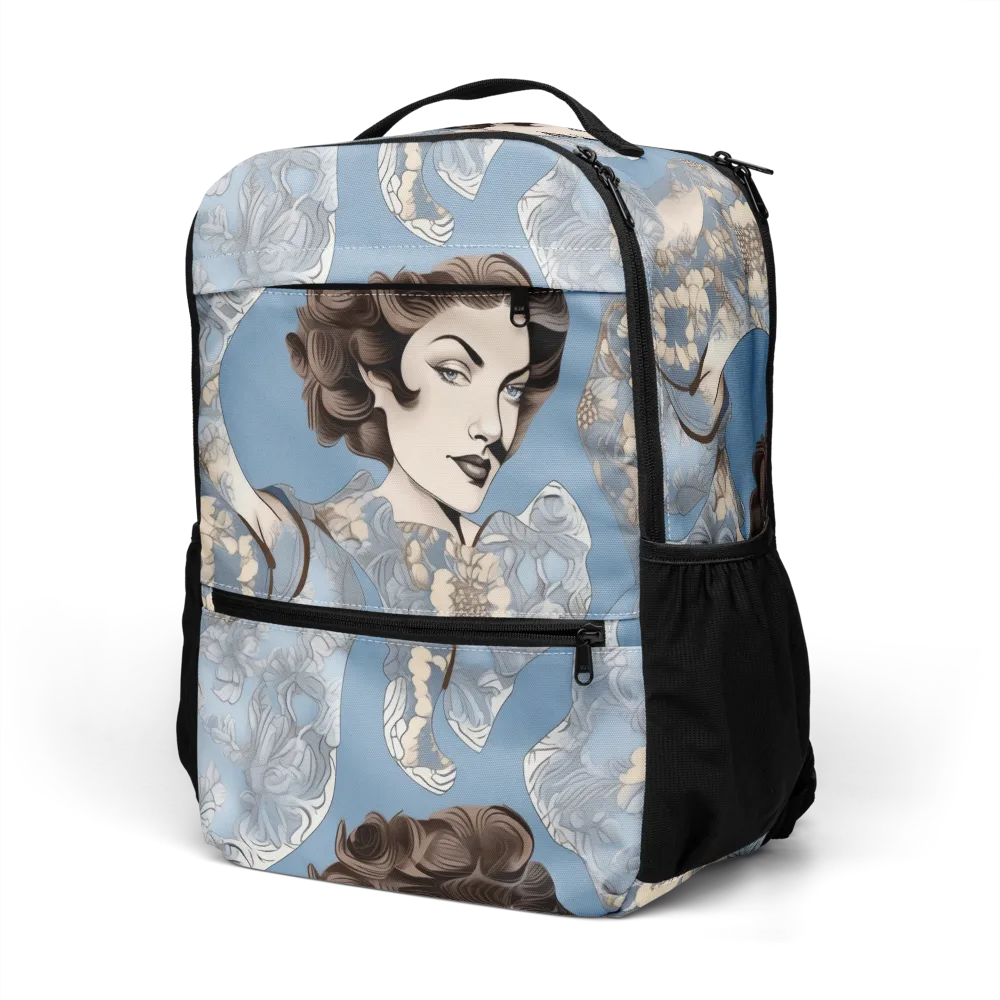 Blue Belle Botanica on Utility Backpack — Left Front