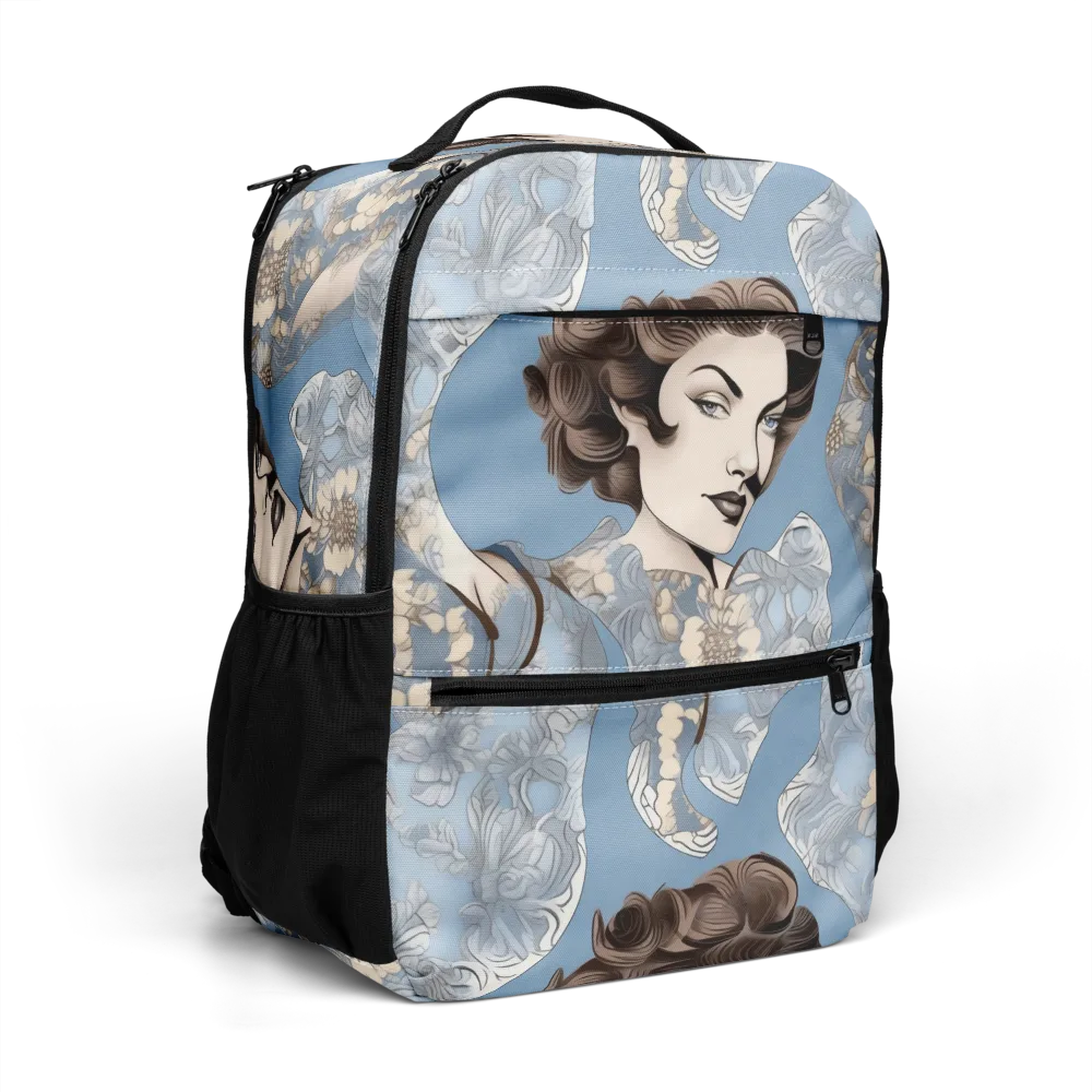 Blue Belle Botanica on Utility Backpack — Right Front
