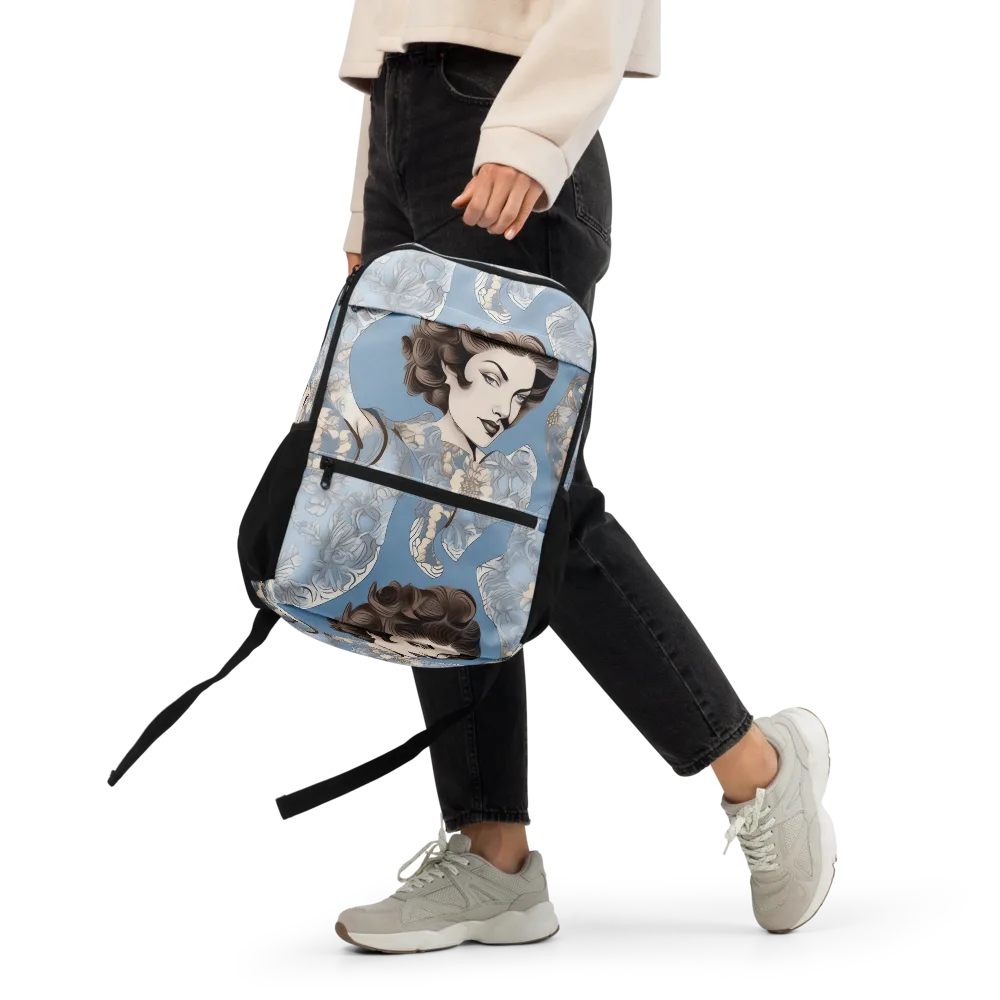 Blue Belle Botanica on Utility Backpack — Front