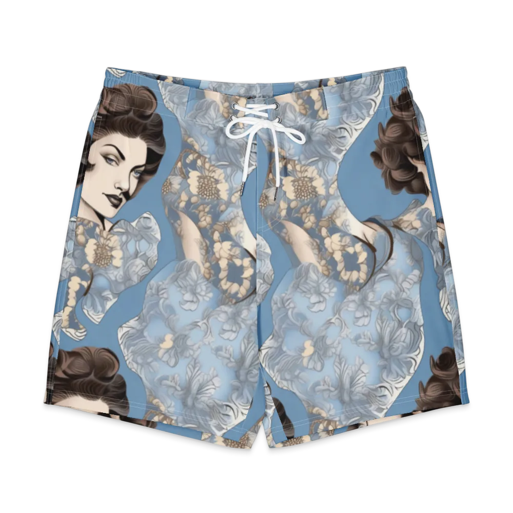 Blue Belle Botanica on Men's Board Shorts — Front