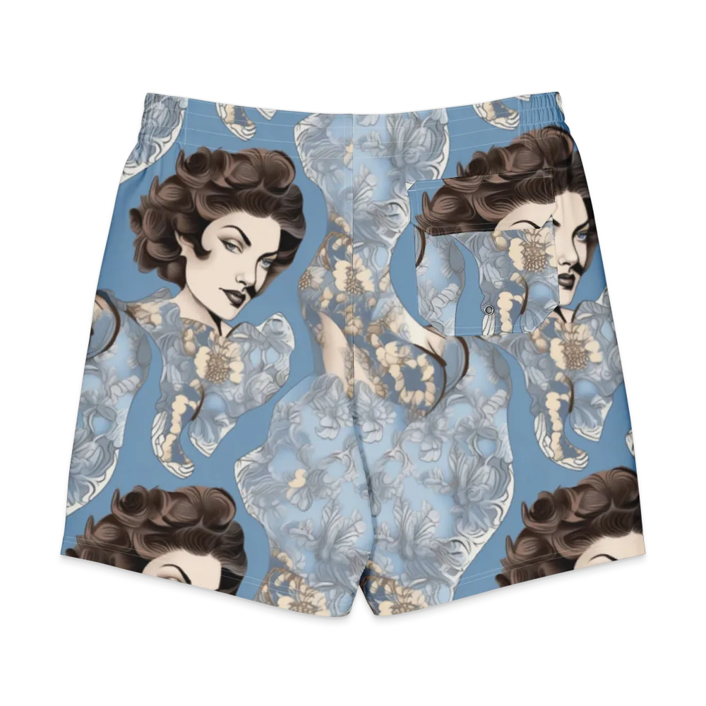 Blue Belle Botanica on Men's Board Shorts — Back