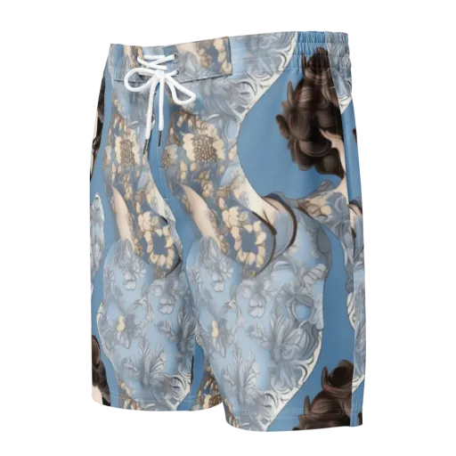 Blue Belle Botanica on a Men's Board Shorts