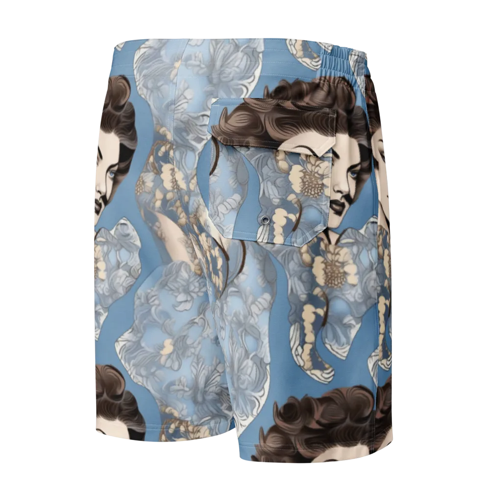 Blue Belle Botanica on Men's Board Shorts — Back