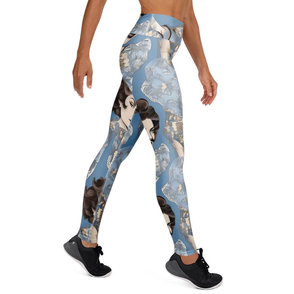 Blue Belle Botanica on Yoga Leggings — Right