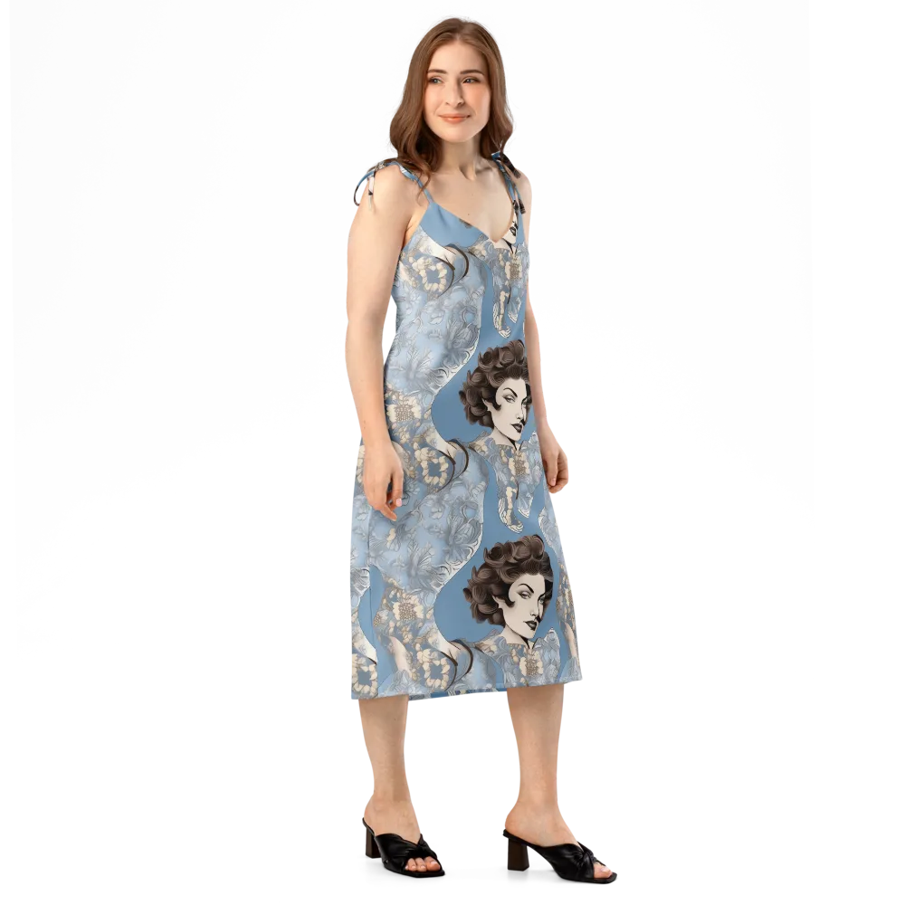 Blue Belle Botanica on Slip Dress — Right Front