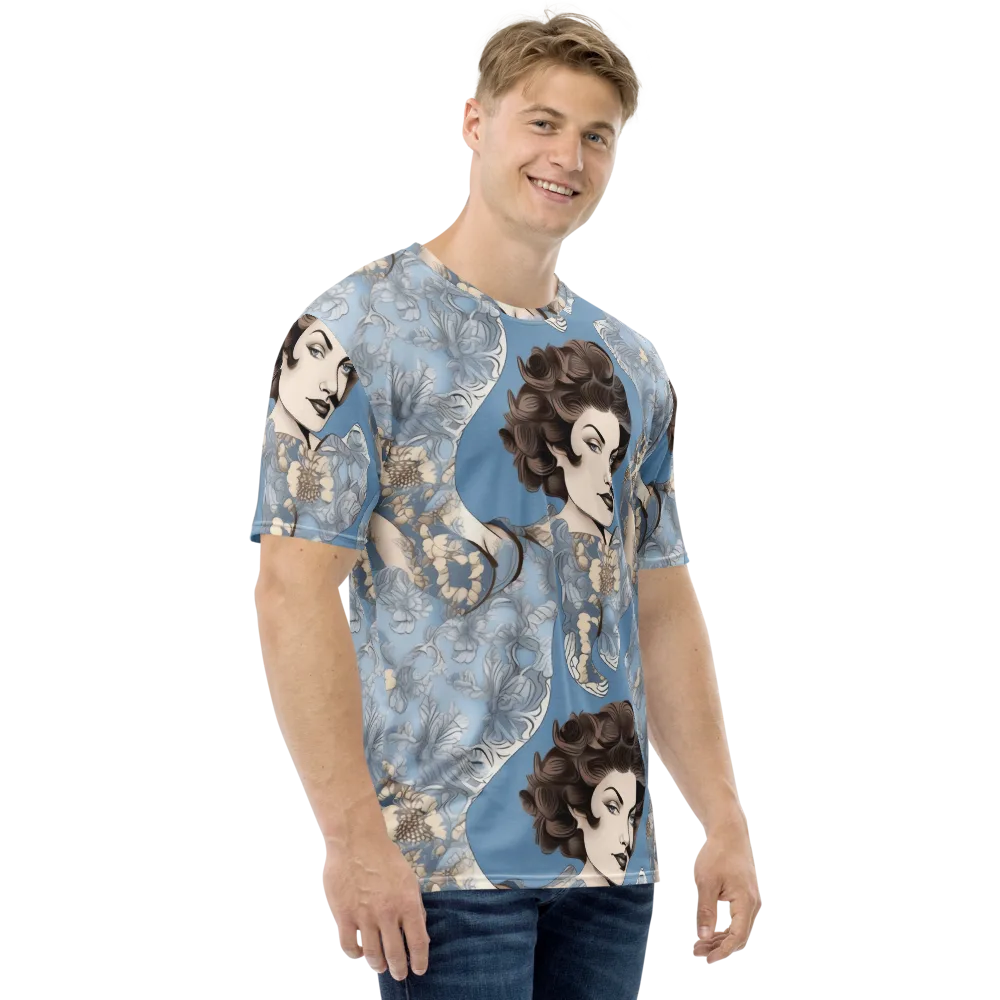 Blue Belle Botanica on Men's Crew Neck T-Shirt — Right