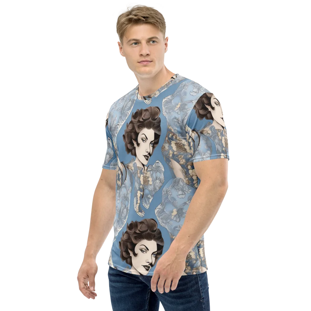 Blue Belle Botanica on Men's Crew Neck T-Shirt — Left