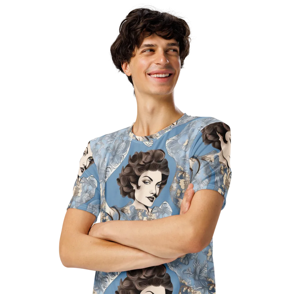 Blue Belle Botanica on Men's Crew Neck T-Shirt — Left Front