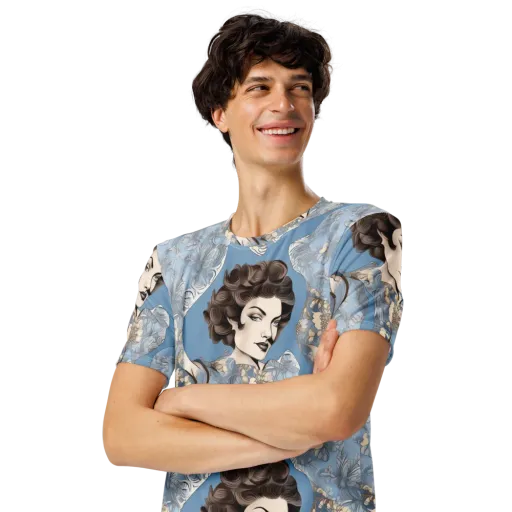 Blue Belle Botanica on a Men's Crew Neck T-Shirt
