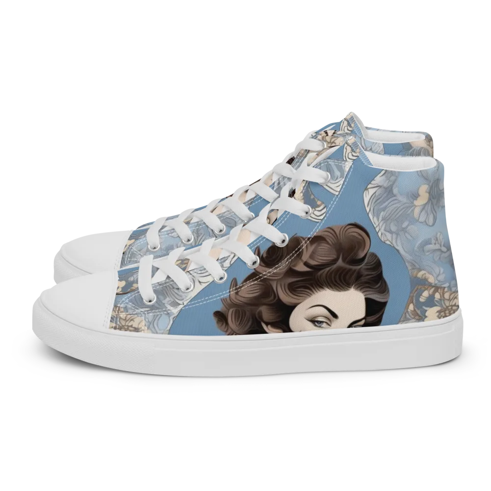 Blue Belle Botanica on Men's High Top Canvas Shoes — Left