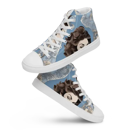 Blue Belle Botanica on a Men's High Top Canvas Shoes