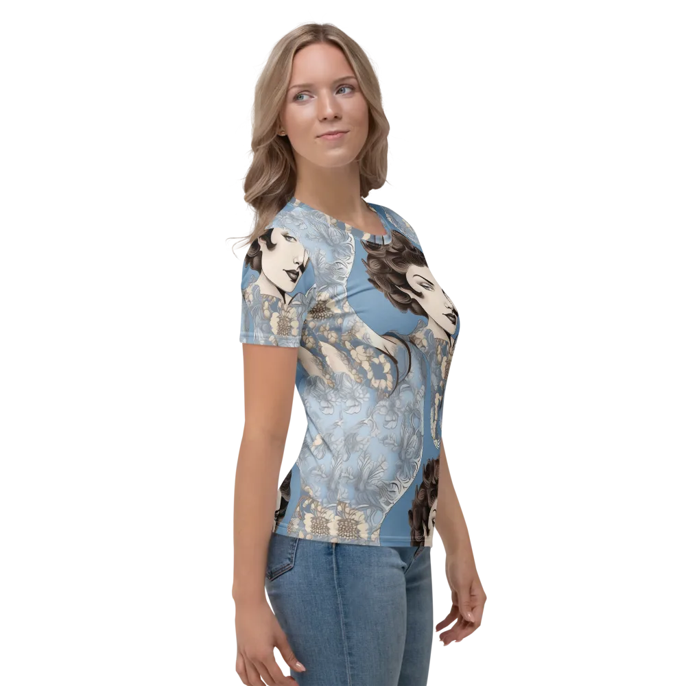 Blue Belle Botanica on Women's Crew Neck T-Shirt — Right