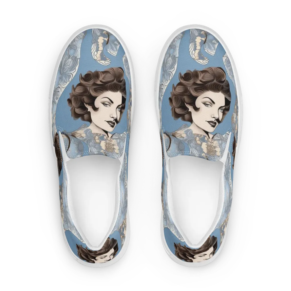 Blue Belle Botanica on Men's Slip-On Canvas Shoes — Front