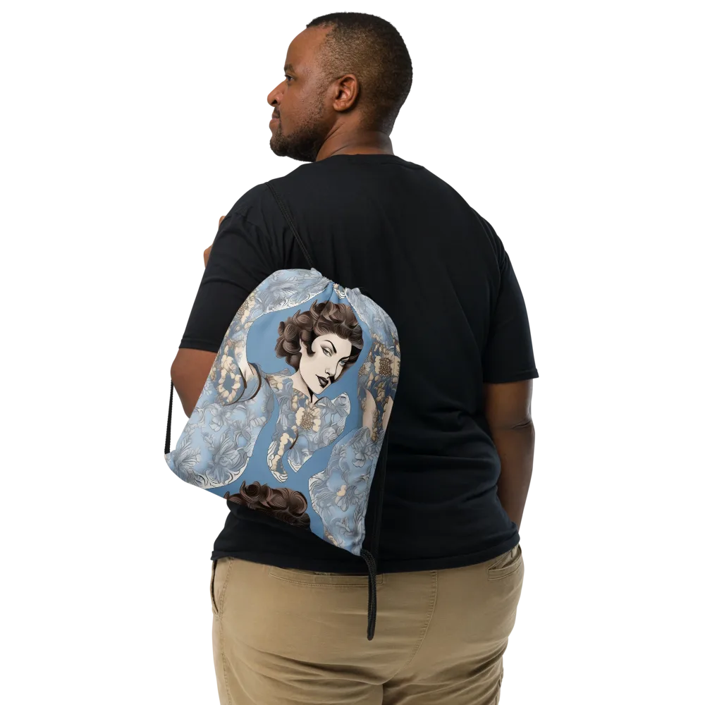 Blue Belle Botanica on Drawstring Bag — Front