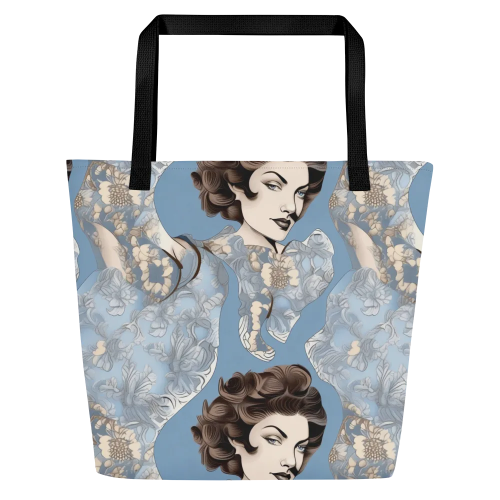 Blue Belle Botanica on Large Tote Bag W/ Pocket — Front
