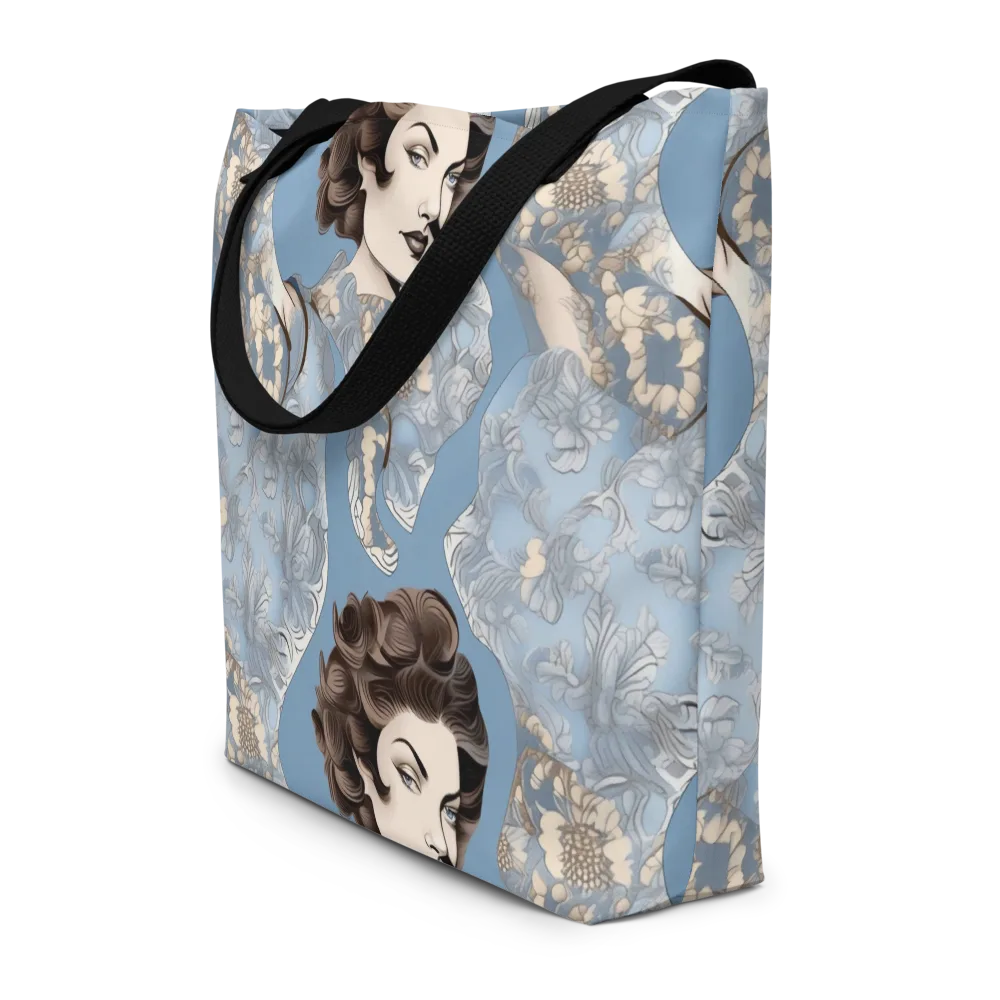 Blue Belle Botanica on Large Tote Bag W/ Pocket — Front