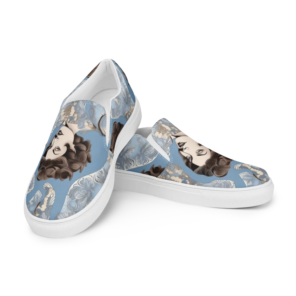 Blue Belle Botanica on Women's Slip-On Canvas Shoes — Left Front