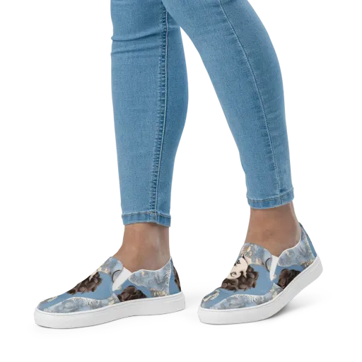 Blue Belle Botanica on a Women's Slip-On Canvas Shoes