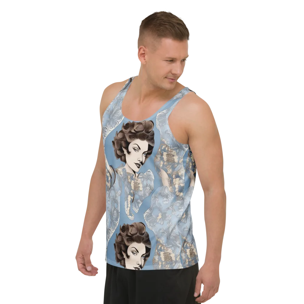 Blue Belle Botanica on Men's Tank Top — Left Front