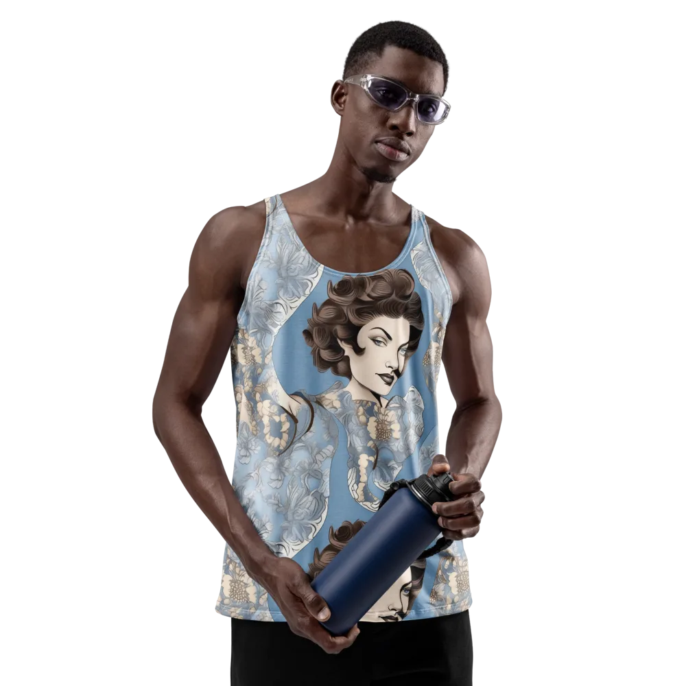 Blue Belle Botanica on Men's Tank Top — Front