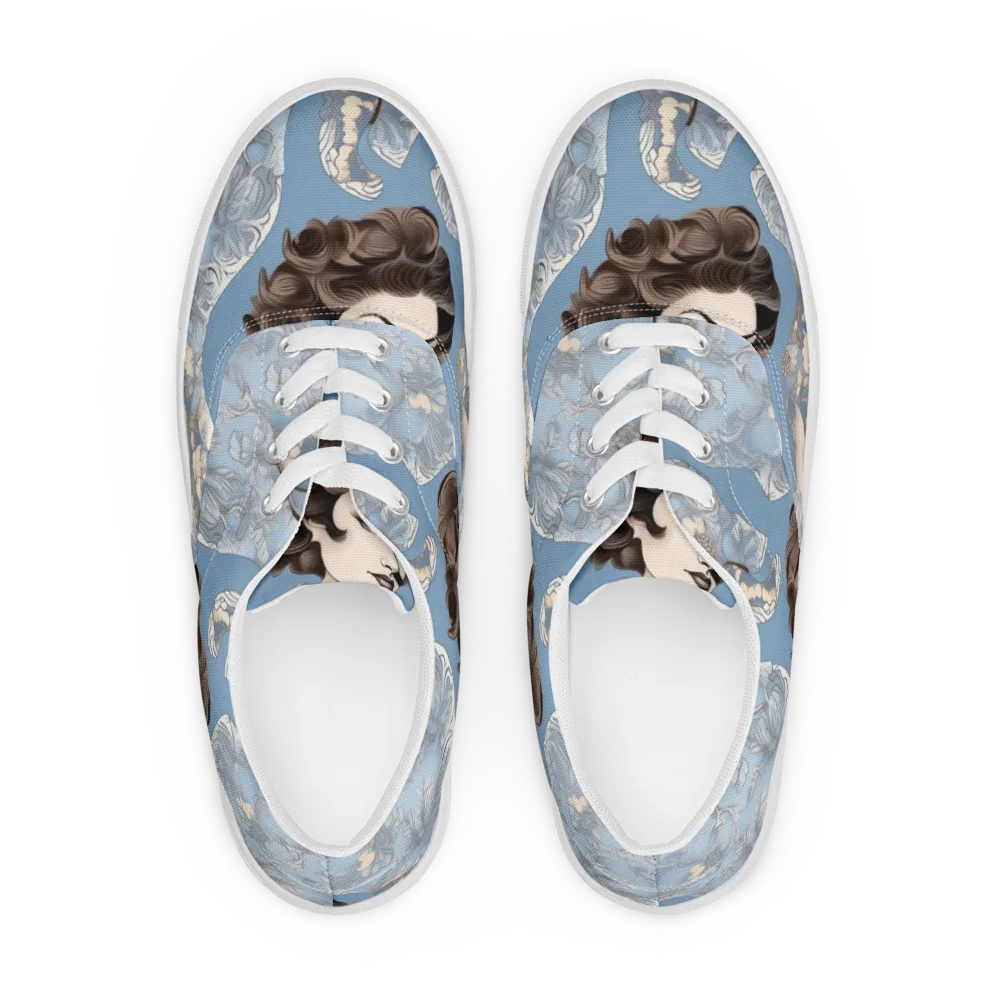 Blue Belle Botanica on Men's Lace-Up Canvas Shoes — Front