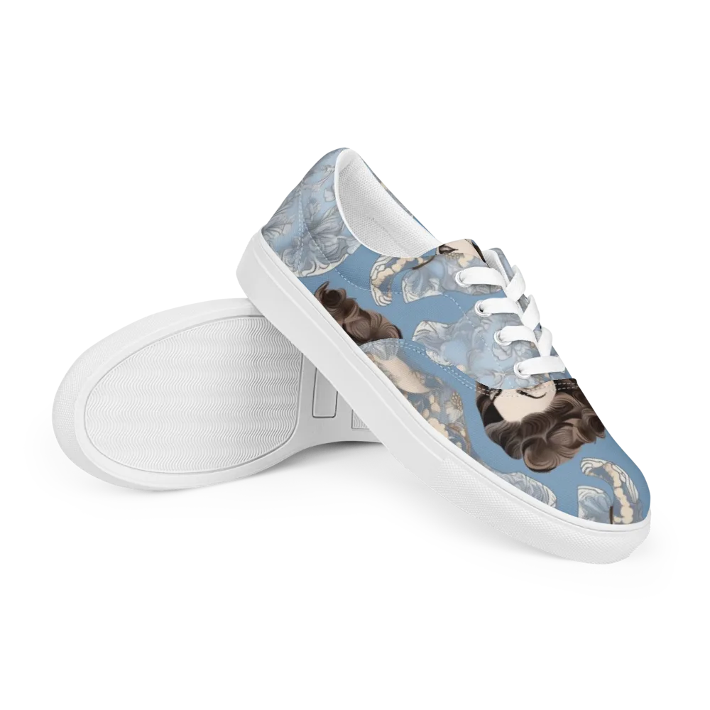 Blue Belle Botanica on Men's Lace-Up Canvas Shoes — Right Front