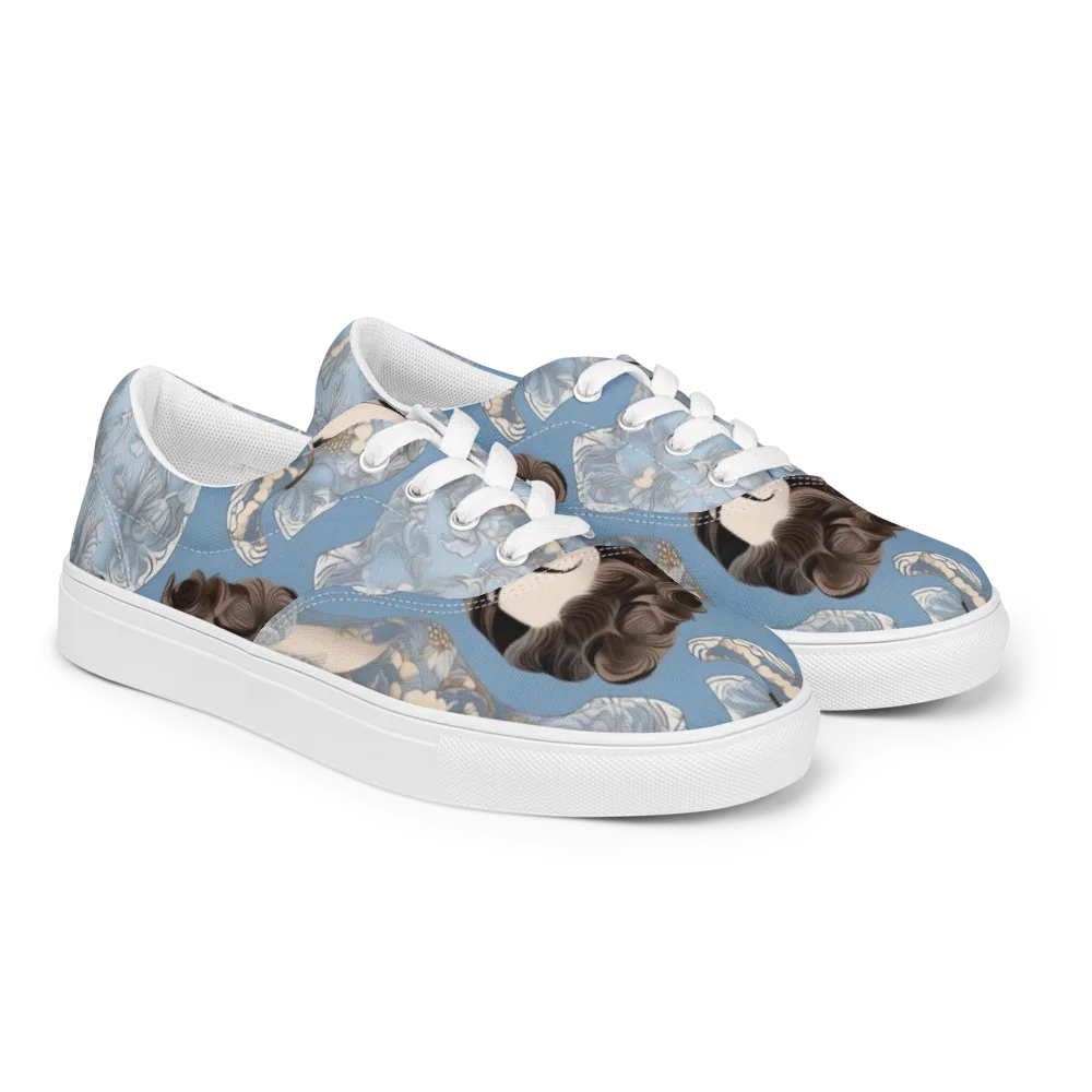 Blue Belle Botanica on Men's Lace-Up Canvas Shoes — Right Front
