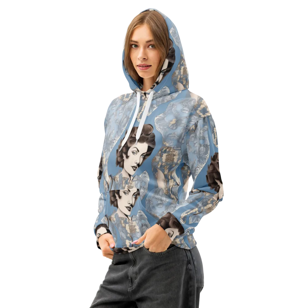 Blue Belle Botanica on Cotton Hoodie — Left Front
