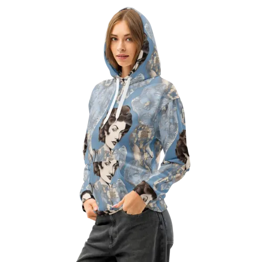 Blue Belle Botanica on a Cotton Hoodie