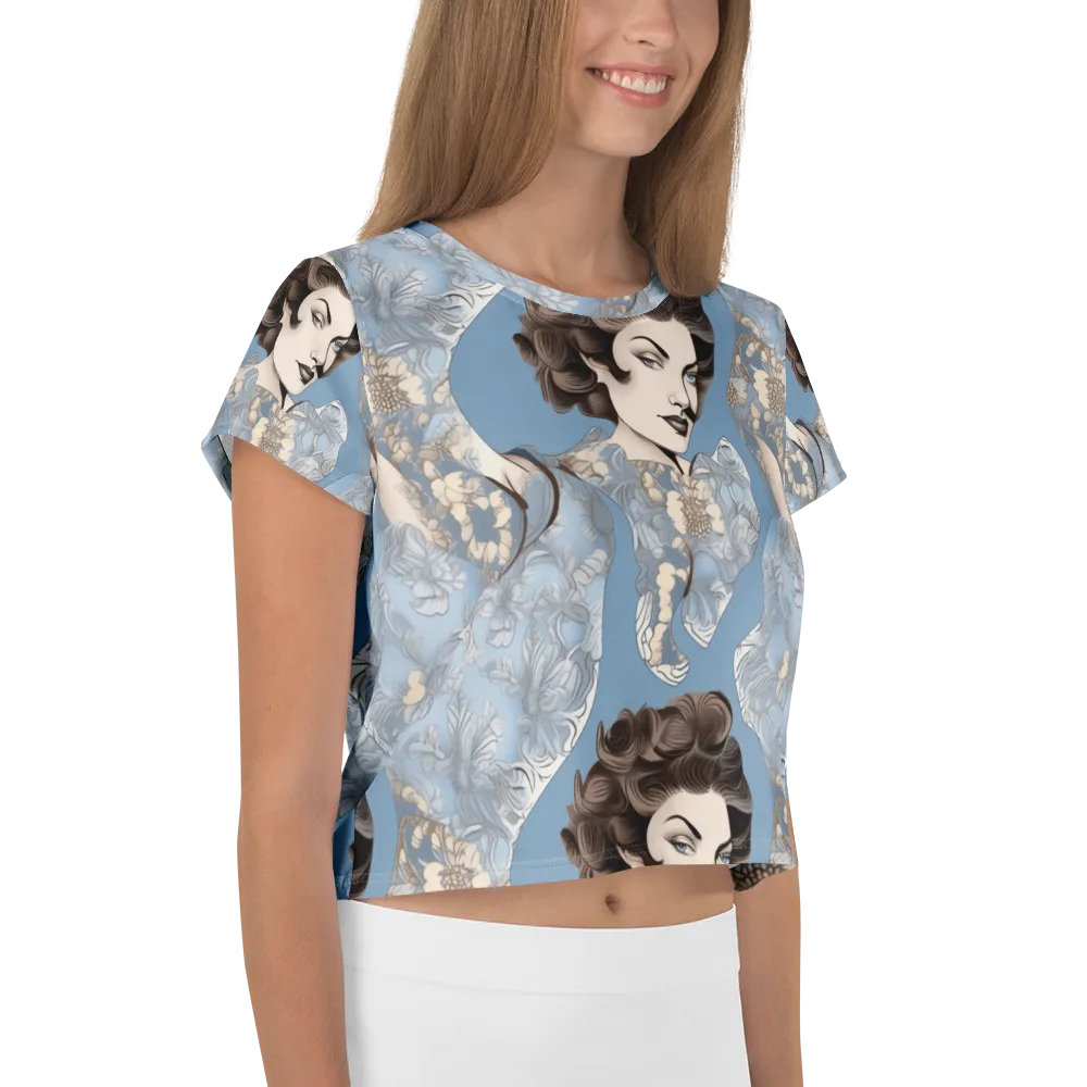 Blue Belle Botanica on Crop Tee — Right