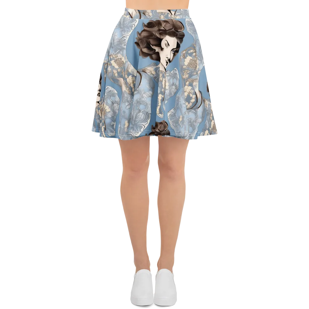 Blue Belle Botanica on Skater Skirt — Front