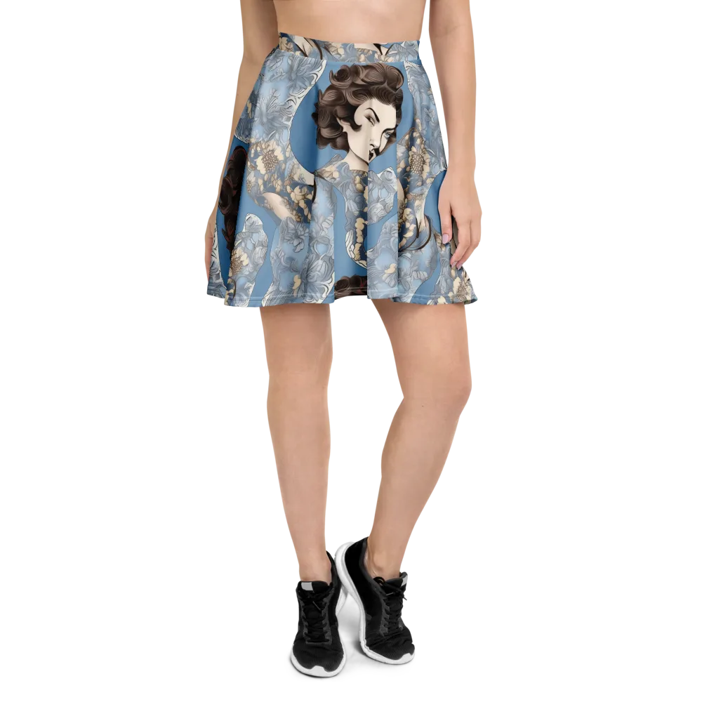 Blue Belle Botanica on Skater Skirt — Front
